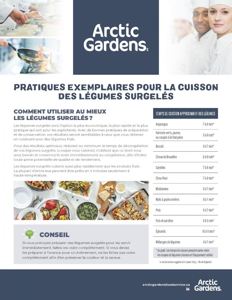 Pratiques exemplaires pour la cuisson des légumes surgelés